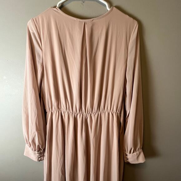 Baltic Born Lydia Maxi Dress Medium Pale Pink Faux Wrap Sheer Sleeves‎ New - Picture 8 of 8